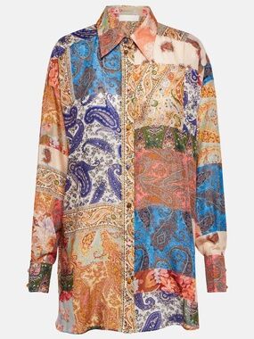 Zimmermann Devi Graphic Print Buttoned Shirt Womens Size 6, Patch Paisley